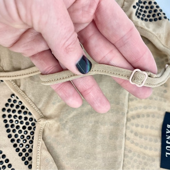 Banjul‎ Rhinestone Waves Body-Con Nude Stretchy midi shear dress Medium - Picture 12 of 16